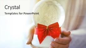  Presentation with red globe - Presentation theme consisting of knitted pullover holding snow globe background and a soft green colored foreground