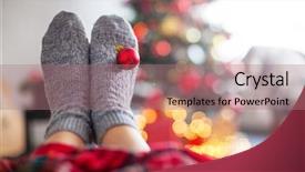  Presentation with christmas tree - Colorful slides enhanced with knitted socks on christmas tree backdrop and a coral colored foreground