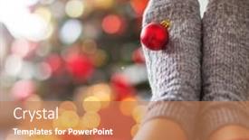  Presentation with home textiles - Theme having knitted-socks-on-christmas-tree background and a coral colored foreground