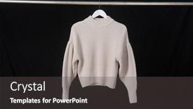  Presentation with knitted clothes - Presentation featuring knitted-sweater-hanging-on-wooden background and a dark gray colored foreground