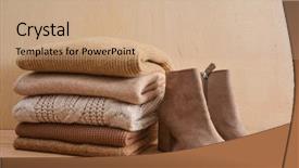  Presentation with boot camp boots - Slide set consisting of knitted sweaters with boots background and a coral colored foreground