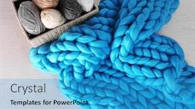  Presentation with knitted clothes - Colorful PPT theme enhanced with knitted wool plaid and clothes backdrop and a teal colored foreground