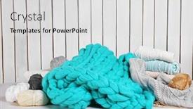  Presentation with knitted clothes - Presentation theme consisting of knitted wool plaid and clothes background and a light gray colored foreground