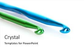  Presentation with crochet - Beautiful slides featuring knittes - two crochet hooks isolated backdrop and a white colored foreground