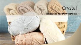 Presentation with yarn - Slides featuring knitting clothes and yarn background and a soft green colored foreground