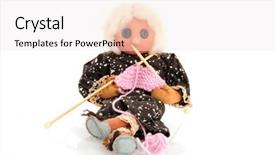  Presentation with grandma - Presentation theme consisting of knitting grandma sitting in a rocking chair background and a sky blue colored foreground