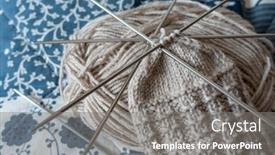  Presentation with needles - Presentation design featuring knitting-needles-and-skeins background and a gray colored foreground