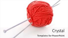  Presentation with wool - Beautiful slides featuring knitting needles and wool ball backdrop and a sky blue colored foreground