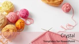  Presentation with needles - Slides with knitting project in progress background and a coral colored foreground