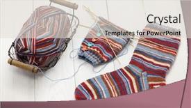  Presentation with needles - Presentation theme featuring knitting needles handmade christmas background and a lemonade colored foreground