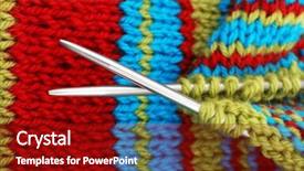  Presentation with knitting - PPT theme consisting of knitting with spokes close up background and a crimson colored foreground