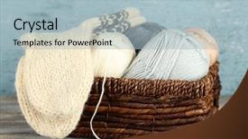  Presentation with yarn - Beautiful presentation featuring knitting yarn and socks backdrop and a light blue colored foreground
