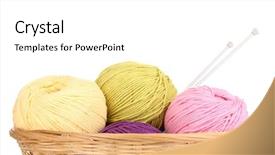  Presentation with yarn - PPT layouts enhanced with knitting yarn in basket isolated on white background and a white colored foreground