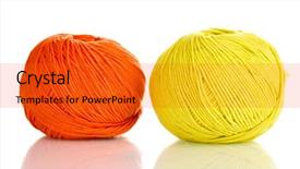  Presentation with yarn - PPT theme featuring knitting yarn isolated on white background and a gold colored foreground