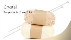  Presentation with needles - Presentation theme having knitting yarn with knitting needles isolated on white background and a white colored foreground