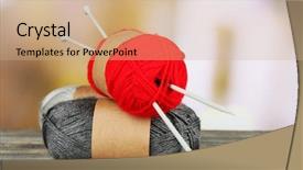  Presentation with knitting - Colorful slide deck enhanced with knitting yarn with knitting needles backdrop and a coral colored foreground