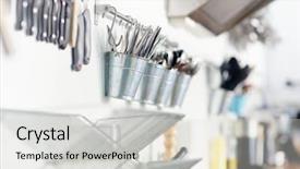  Presentation with knives - Amazing theme having knives-in-buckets backdrop and a light gray colored foreground