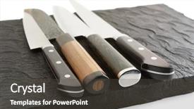  Presentation with knives - Presentation design featuring set of new and used background and a dark gray colored foreground