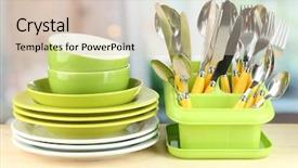  Presentation with knives - Slides with knives spoons and other kitchen background and a lemonade colored foreground