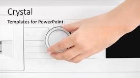  Presentation with laundry - Beautiful presentation featuring hand turning knob - woman doing laundry closeup backdrop and a white colored foreground
