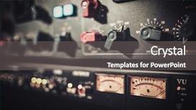  Presentation with recording studio - Colorful PPT theme enhanced with knobs at boutique recording studio backdrop and a gray colored foreground