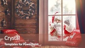  Presentation with merry christmas - Theme featuring knock - merry christmas santa claus is background and a red colored foreground