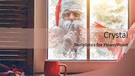  Presentation with merry christmas - PPT layouts enhanced with knock - merry christmas santa claus is background and a coral colored foreground