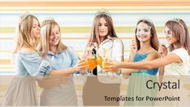  Presentation with birthday party - Audience pleasing PPT layouts consisting of knock - pretty smiling teenage girls backdrop and a coral colored foreground