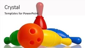 Presentation with bowling - Audience pleasing PPT theme consisting of knock challenge tournament - colorful plastic skittles of toy backdrop and a  colored foreground