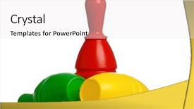  Presentation with bowling - Colorful slides enhanced with knock challenge tournament - colorful plastic skittles of toy backdrop and a  colored foreground