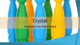  Presentation with bowling - Slides having knock tournament - colorful plastic skittles of toy background and a  colored foreground