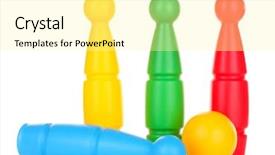  Presentation with plastic granules on extruder - Theme enhanced with knock tournament - colorful plastic skittles of toy background and a  colored foreground