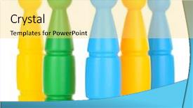  Presentation with bowling - Audience pleasing PPT layouts consisting of knock tournament - colorful plastic skittles of toy backdrop and a  colored foreground
