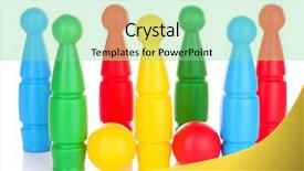  Presentation with plastic welding - Presentation design featuring knock tournament - colorful plastic skittles of toy background and a  colored foreground
