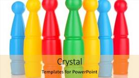  Presentation with plastic designs - Amazing presentation theme having knock tournament - colorful plastic skittles of toy backdrop and a  colored foreground