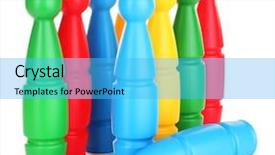  Presentation with plastic in the ocean - Theme having knock tournament - colorful plastic skittles of toy background and a  colored foreground