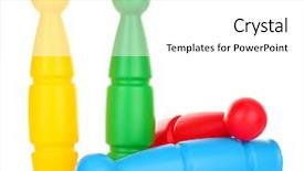  Presentation with plastic in the ocean - Audience pleasing PPT theme consisting of knock tournament - colorful plastic skittles of toy backdrop and a  colored foreground