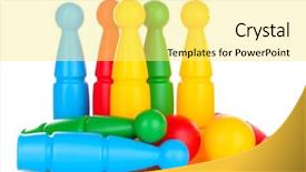 Presentation with bowling - Beautiful slide set featuring knock tournament - colorful plastic skittles of toy backdrop and a yellow colored foreground