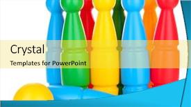  Presentation with plastic manufacturers - Audience pleasing presentation consisting of knock tournament - colorful plastic skittles of toy backdrop and a  colored foreground