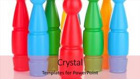  Presentation with plastic injection mould - Presentation enhanced with knock tournament - colorful plastic skittles of toy background and a  colored foreground