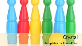  Presentation with bowling - Slides consisting of knock tournament - colorful plastic skittles of toy background and a  colored foreground