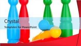  Presentation with plastic - Colorful slides enhanced with knock tournament - colorful plastic skittles of toy backdrop and a  colored foreground