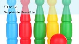  Presentation with bowling - Amazing slide deck having knock tournament - colorful plastic skittles of toy backdrop and a arctic colored foreground