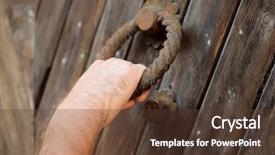  Presentation with man door - Amazing slide deck having knock door - hand of a man backdrop and a tawny brown colored foreground