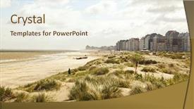  Presentation with sunset coast of the sea - Audience pleasing presentation design consisting of knokke-heist near zeebrugge belgium backdrop and a cream colored foreground