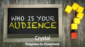  Presentation with audience - Presentation theme consisting of know - who is your audience written background and a gray colored foreground