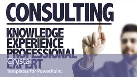  Presentation with consulting - Amazing slides having know client - business man pointing the text backdrop and a ocean colored foreground