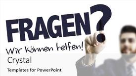  Presentation with questions - Beautiful slides featuring know client - questions we can help backdrop and a  colored foreground