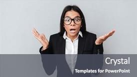  Presentation with eyeglasses - Presentation enhanced with know employees - portrait of a shocked confused background and a dark gray colored foreground