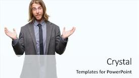  Presentation with long hair man - Slide set featuring know employees - young handsome business man background and a white colored foreground